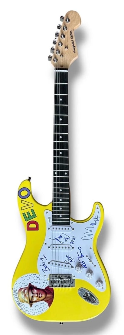 Devo Signed Guitar Custom JSA COA Bob Mark Mothersbaugh Bob Jerry Casale Alan - 3