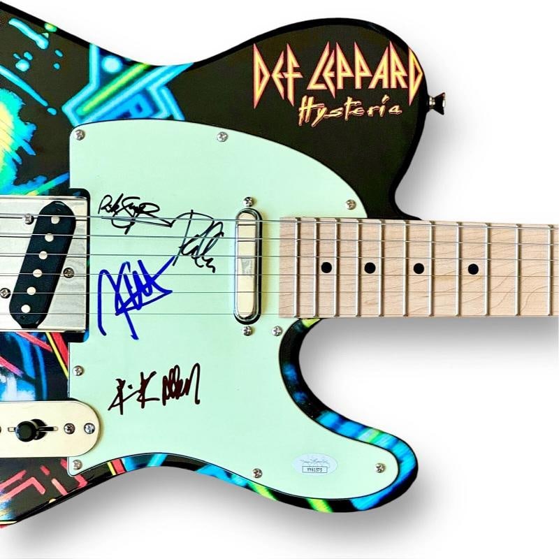 Def Leppard Signed Guitar Custom Graphics JSA COA ELLIOT COLLEN ALLEN SAVAGE - 2