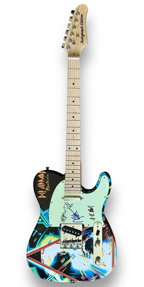 Def Leppard Signed Guitar Custom Graphics JSA COA ELLIOT COLLEN ALLEN SAVAGE - 3