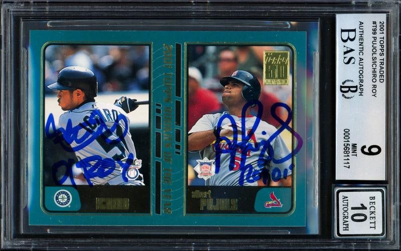 Albert Pujols & Ichiro Suzuki Auto 2001 Topps Traded RC T99 BGS 9 Sig 10 Beckett (1 of 2)