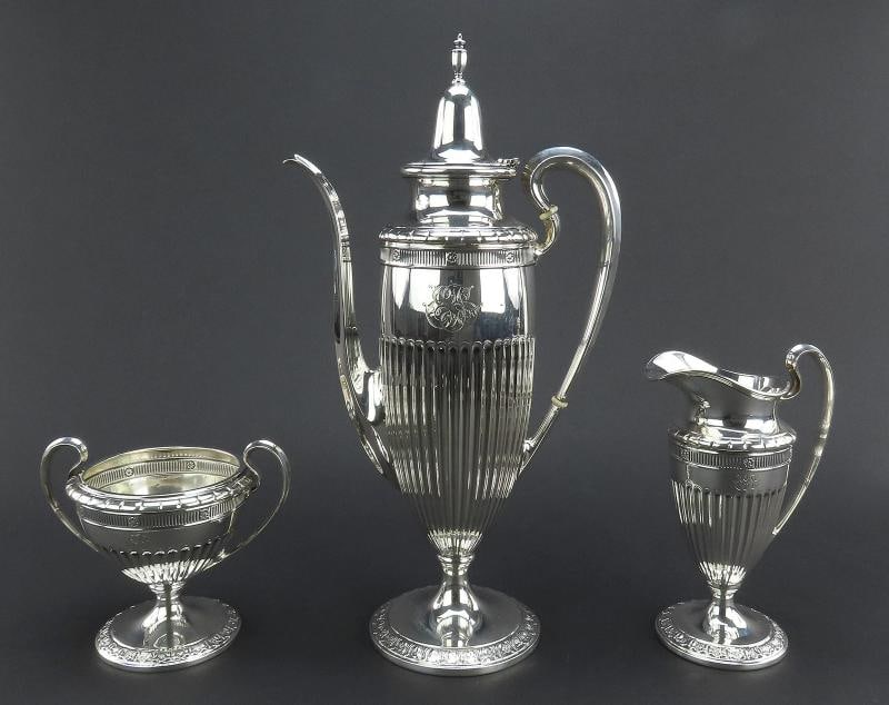 Elegant c1920 La Pierre Sterling Silver 3pc Tea or Coffee Set - 2