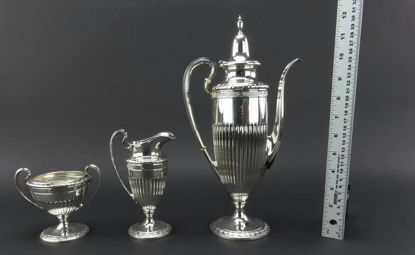 Elegant c1920 La Pierre Sterling Silver 3pc Tea or Coffee Set - 8