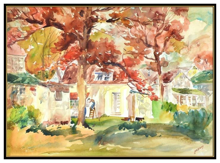James Sessions Original Gouache Watercolor Painting Landscape Signed Framed Art - 2