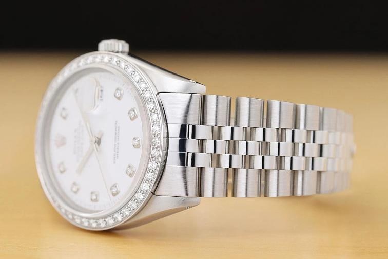 ROLEX MENS DATEJUST WHITE DIAL 18K WHITE GOLD SS DIAMOND WATCH w/ JUBILEE BAND - 4