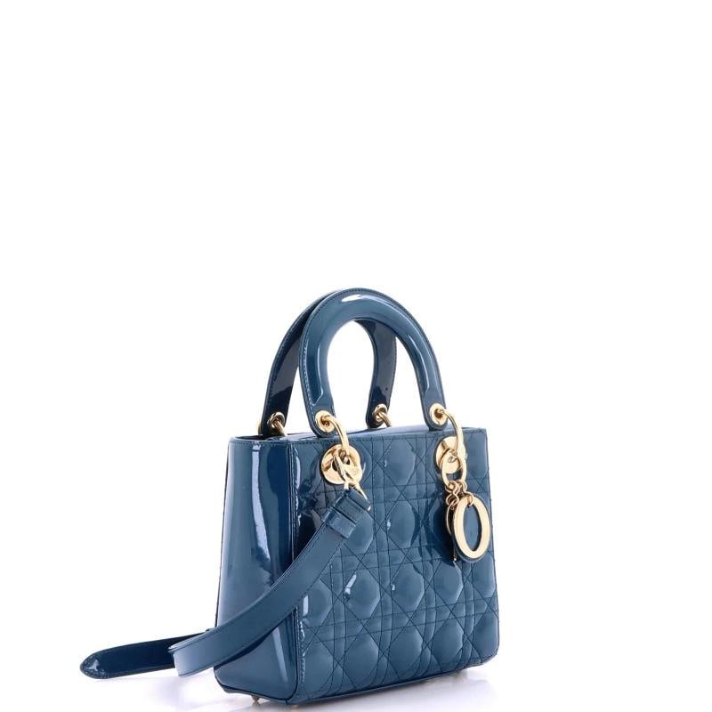 Christian Dior Lady Dior Bag Cannage Quilt Patent Small - 2