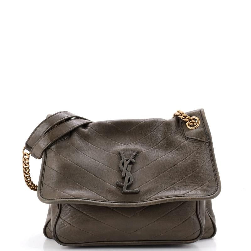 Saint Laurent Niki Chain Flap Bag Leather Medium: Condition: Pre-owned - Good,Brand: Saint Laurent,Exterior Material: Leather,Style: Shoulder Bags,Exterior Color: Green,Department: Women,Size: Medium