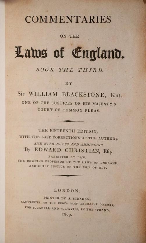 1809 COMMENTARIES ON THE LAWS OF ENGLAND William Blackstone Fine Leather Binding - 15