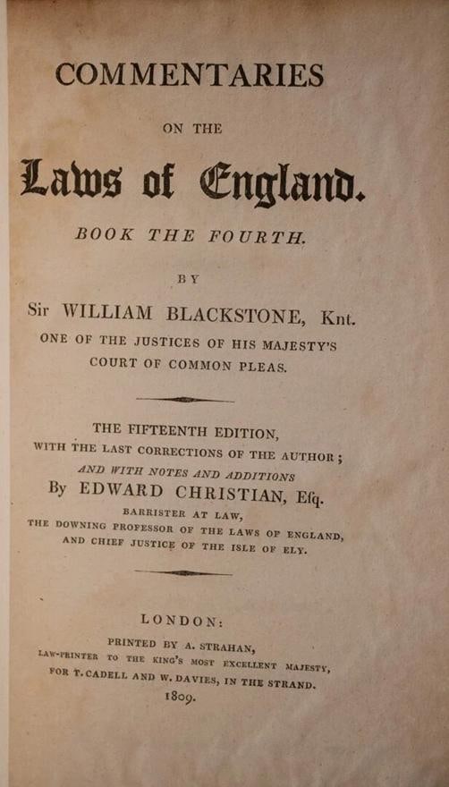 1809 COMMENTARIES ON THE LAWS OF ENGLAND William Blackstone Fine Leather Binding - 18