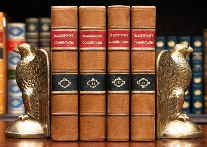 1809 COMMENTARIES ON THE LAWS OF ENGLAND William Blackstone Fine Leather Binding: Binding: Leather,Place of Publication: London,Language: English,Special Attributes: Fine Leather Bindings, 217 Years Old, Rare, Excellent Condition,Author: WILLIAM BLACKSTONE,Publisher: A.