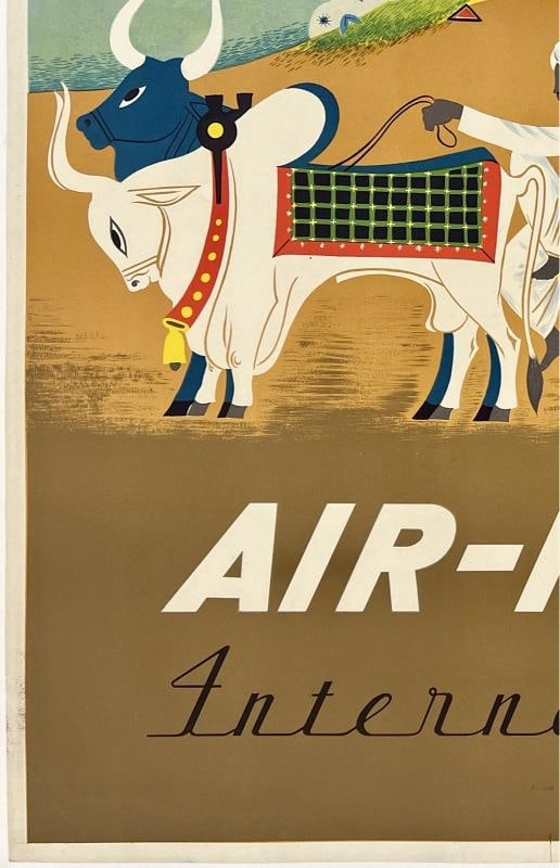 Original Vintage Poster INDIA AIR INDIA INTERNATIONAL Airline Travel Tourism OL - 4