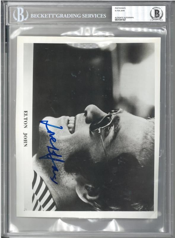 ELTON JOHN SIGNED AUTOGRAPH SLABBED 8X10 PHOTO BECKETT BAS ROCKET MAN: Country of Origin: United States,Industry: Music,Size: 8X10,Signed: Yes,Autograph Authentication: Beckett,Object Type: Photograph,Original/Reproduction: Original