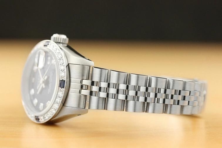 LADIES ROLEX DATEJUST 69174 18K GOLD SAPPHIRE DIAMOND STEEL BLUE QUICKSET WATCH - 4