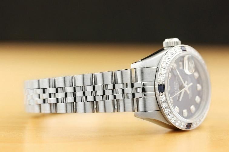 LADIES ROLEX DATEJUST 69174 18K GOLD SAPPHIRE DIAMOND STEEL BLUE QUICKSET WATCH - 6