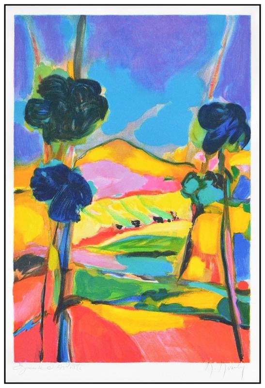 Marcel Mouly Original Lithograph Luberon Mountain Range Composition Signed Frame - 3