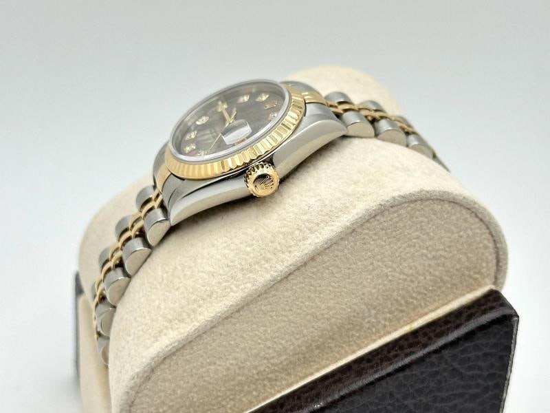 2002 Rolex Ladies Datejust 79173 Black MOP Diamond Dial Steel 18k Gold Box Paper - 7