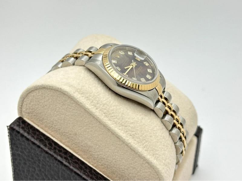 2002 Rolex Ladies Datejust 79173 Black MOP Diamond Dial Steel 18k Gold Box Paper - 9