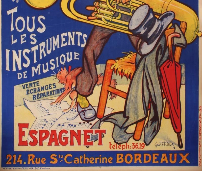 Original Vintage Poster - Laumond - Cello - Music - Cat - Jazz - Instrument 1920 - 3