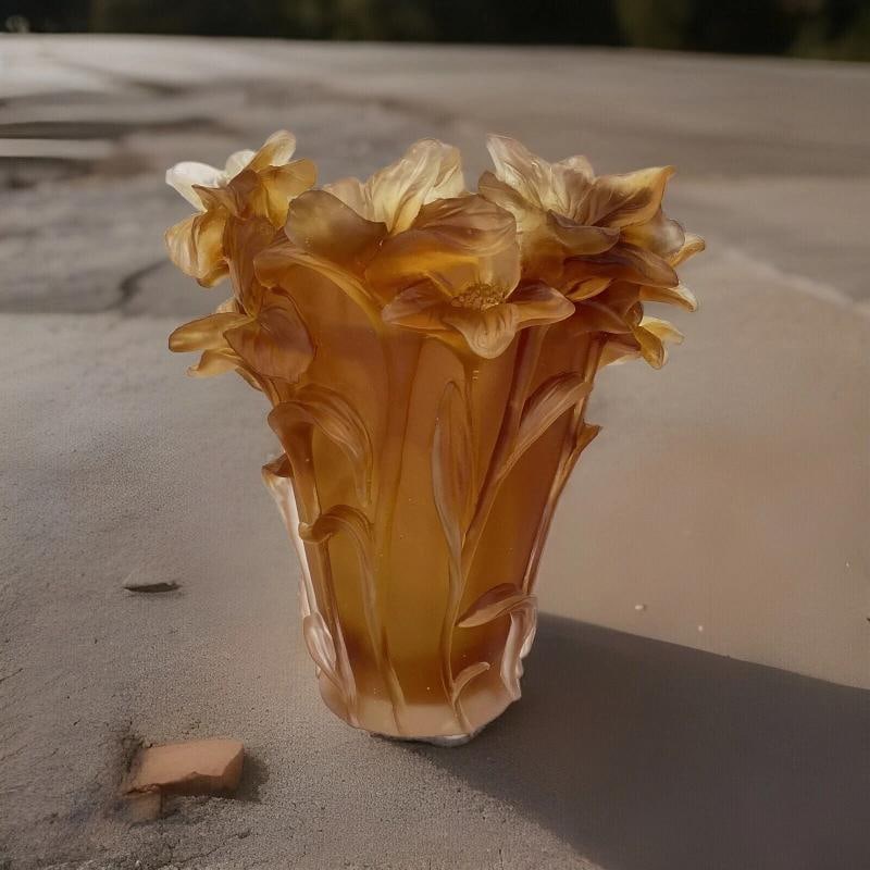 Amber Heavy Art Glass Iris h8Ã¢â‚¬Â Unique Maker Unknown Not Na - 3