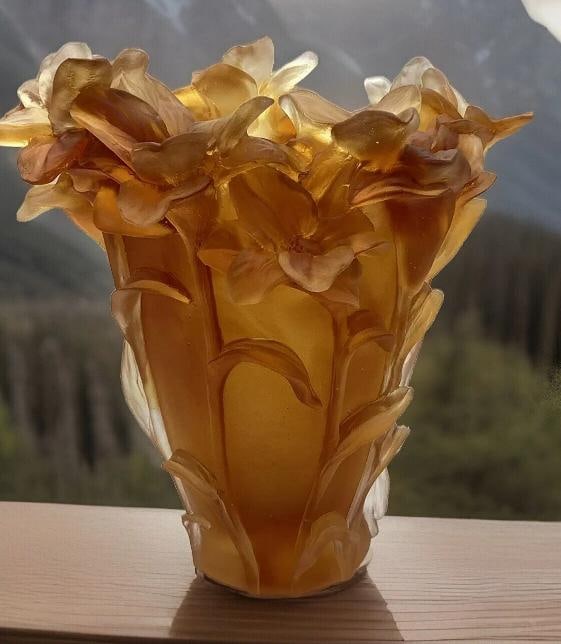 Amber Heavy Art Glass Iris h8Ã¢â‚¬Â Unique Maker Unknown Not Na - 4