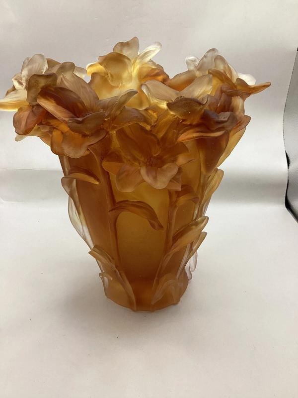 Amber Heavy Art Glass Iris h8Ã¢â‚¬Â Unique Maker Unknown Not Na - 5