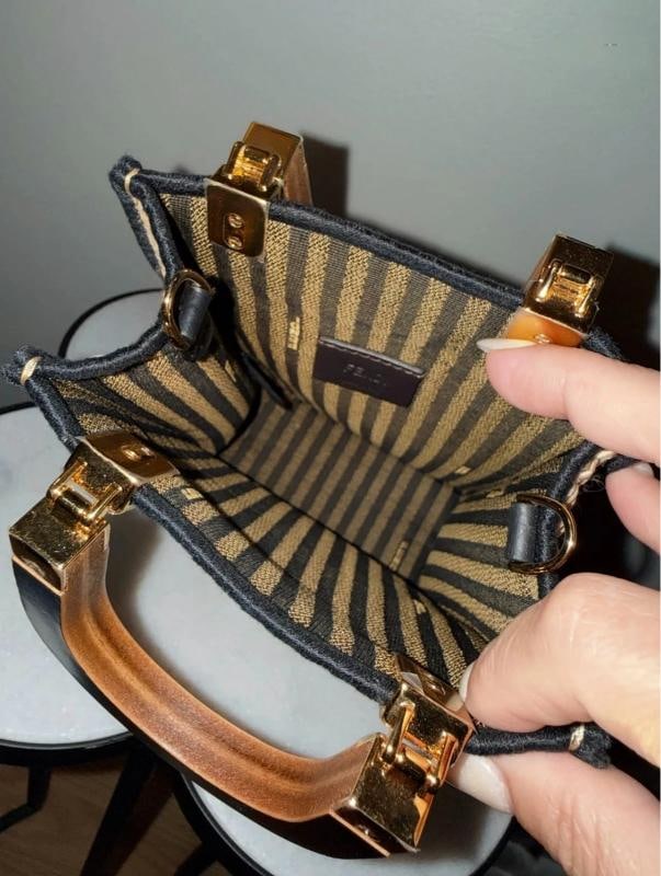 Fendi Mini Sunshine Shopper Tote Raffia w/Strap - 13