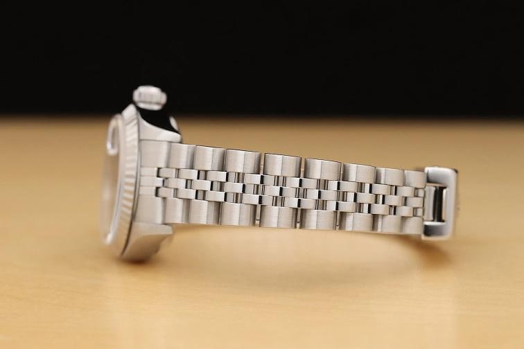 ROLEX LADIES DATEJUST 79174 SALMON ARABIC DIAL 18K WHITE GOLD STEEL WATCH - 5