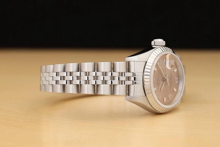 ROLEX LADIES DATEJUST 79174 SALMON ARABIC DIAL 18K WHITE GOLD STEEL WATCH - 7