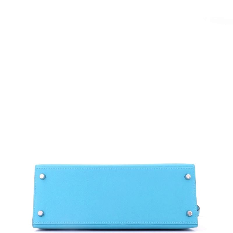 Hermes Kelly Handbag Blue Epsom with Palladium Hardware 28 - 4