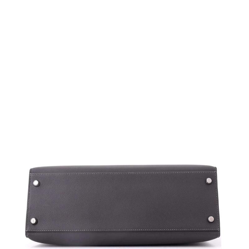 Hermes Kelly Handbag Grey Epsom with Palladium Hardware 32 - 5