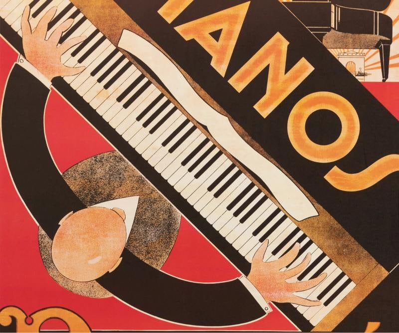 Original Vintage Poster - Piano Daude - Music Instrument - Musician - Paris 1980 - 2