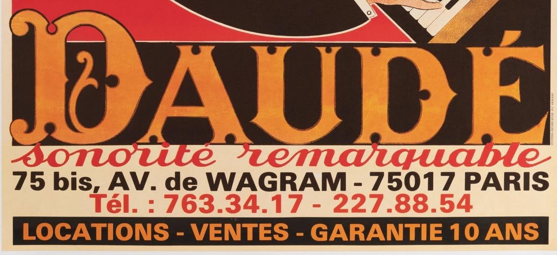 Original Vintage Poster - Piano Daude - Music Instrument - Musician - Paris 1980 - 4