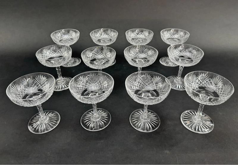 12 American Brilliant Period Cut Glass Champagne Saucers 3 3/4 Inches (1 of 8)