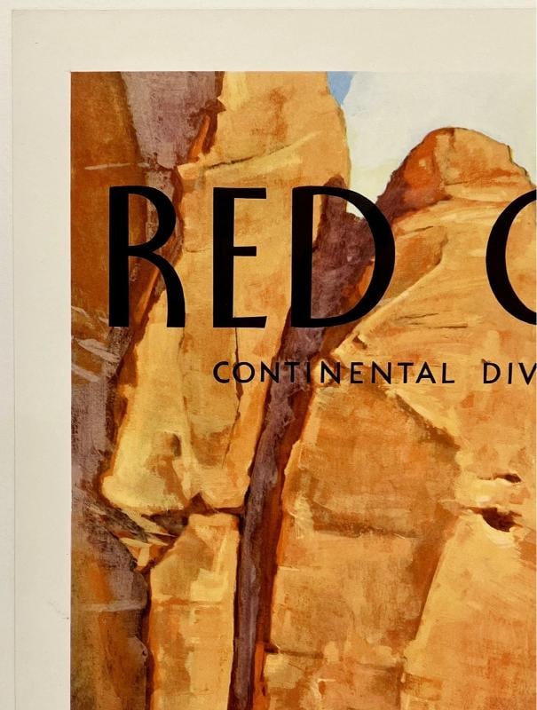 Original Vintage Poster SANTA FE RAILROAD RED CLIFFS Rail Travel Tourism LINEN - 2