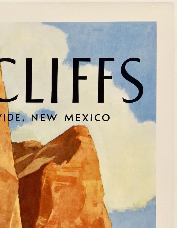 Original Vintage Poster SANTA FE RAILROAD RED CLIFFS Rail Travel Tourism LINEN - 3