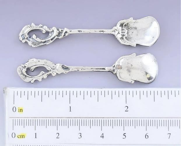 Wonderful 3pc Indian Silver Open Salt Cellar & Shaker Set w/ Cobras - 7