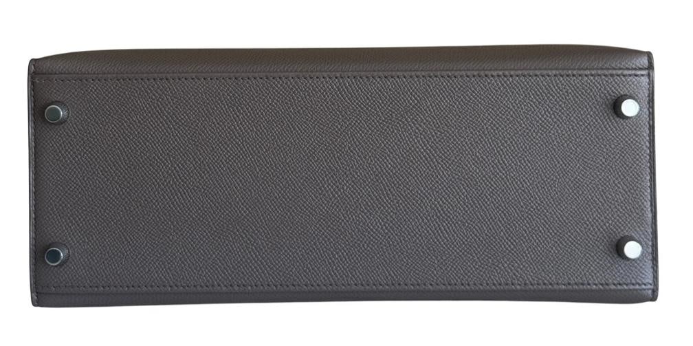 Hermes Kelly 28 Sellier Etain Gray Epsom Leather Palladium Hardware RARE - 11