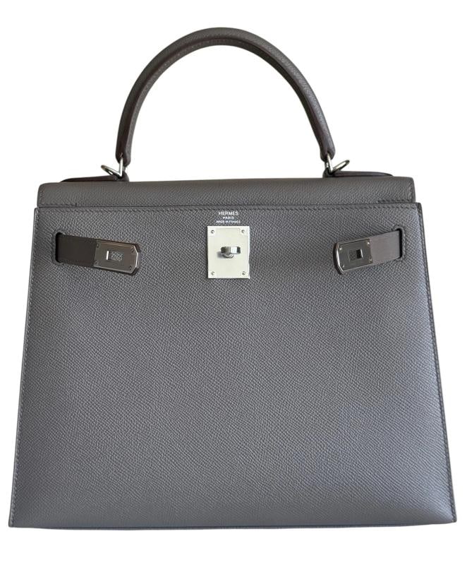 Hermes Kelly 28 Sellier Etain Gray Epsom Leather Palladium Hardware RARE - 3