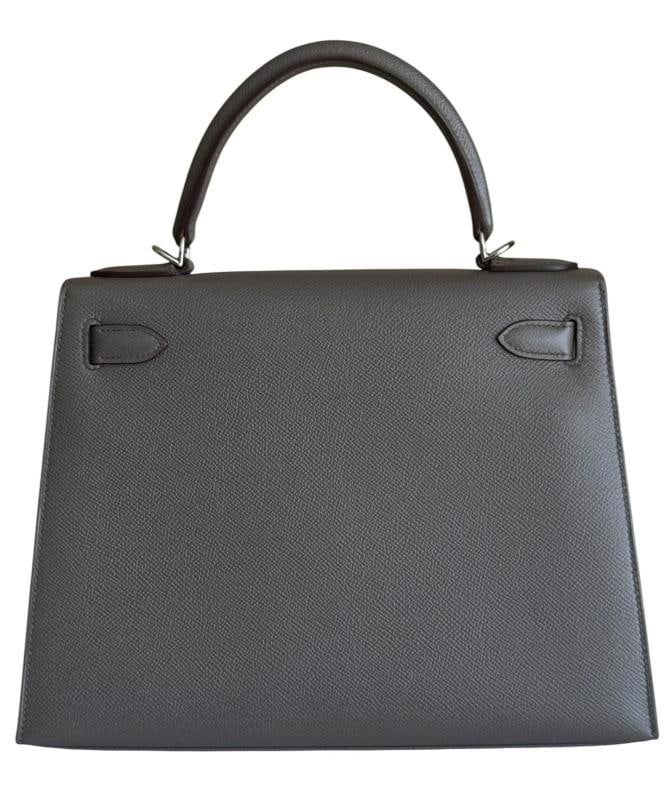 Hermes Kelly 28 Sellier Etain Gray Epsom Leather Palladium Hardware RARE - 4