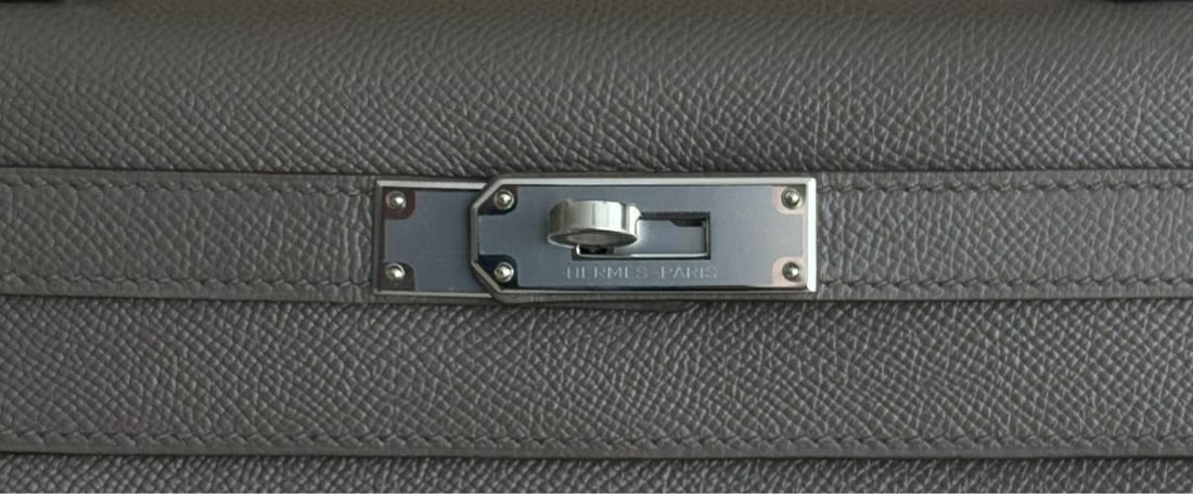 Hermes Kelly 28 Sellier Etain Gray Epsom Leather Palladium Hardware RARE - 5
