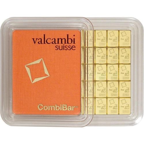 Valcambi 50x1 Gram Gold CombiBar (1.6075 oz) with Assay Card: Composition: Gold,Shape: Bar,Fineness: 0.9999,Brand/Mint: Valcambi,Total Precious Metal Content: 1.6075 oz,Country of Origin: Switzerland