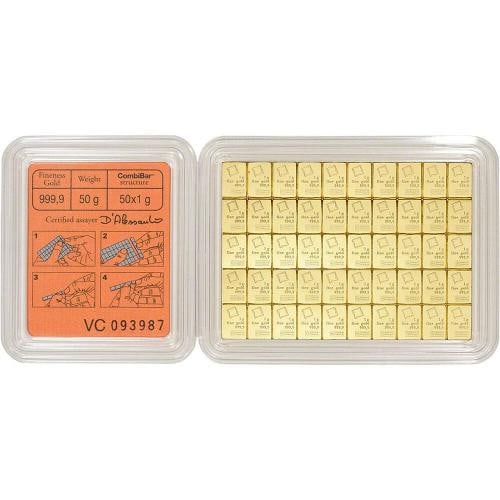Valcambi 50x1 Gram Gold CombiBar (1.6075 oz) with Assay Card - 3