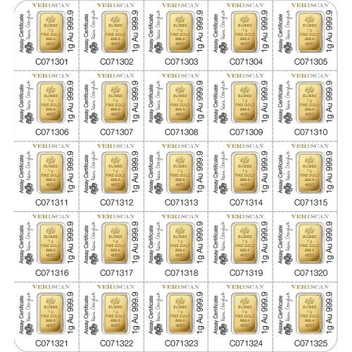25x1 gram Gold Bar - PAMP Suisse - Fortuna - 999.9 Fine in Sealed Assay - 2