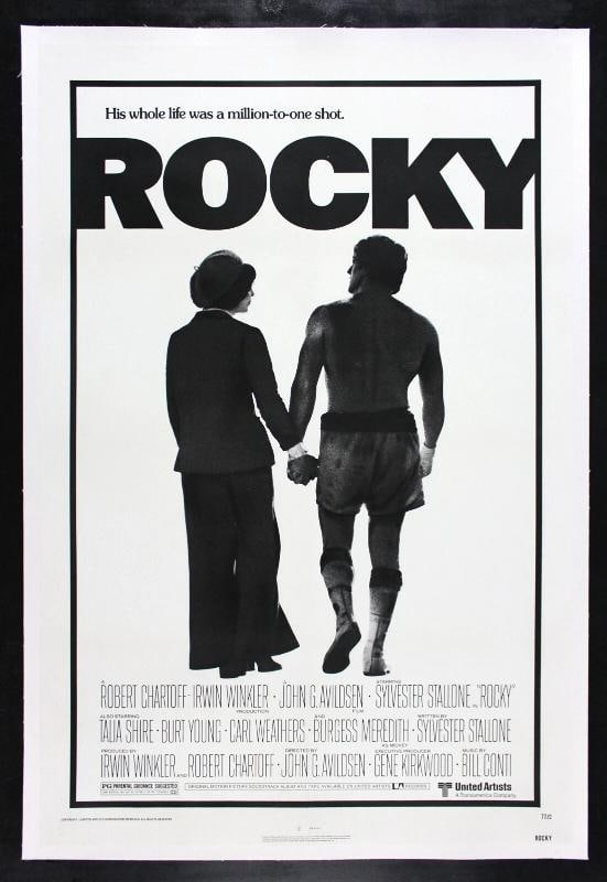 ROCKY ORIGINAL VINTAGE MOVIE POSTER BOXER BOXING 1976~ LINEN BACKED~ (27" x 41"): Original/Reproduction: Original,Object Type: Poster,Industry: Movies,Country of Origin: United States