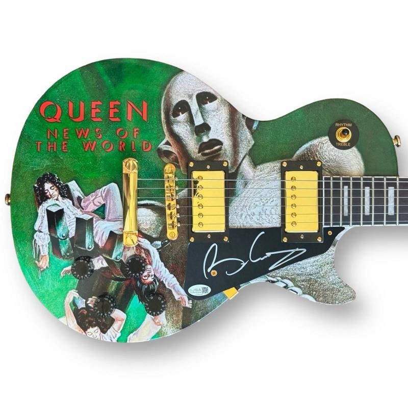 Brian May Signed Custom Guitar QUEEN (JSA): Industry: Music,Signed: Yes,Autograph Authentication: James Spence (JSA),Object Type: Guitar & Guitar Pick,Original/Reproduction: Original,Country of Origin: United States
