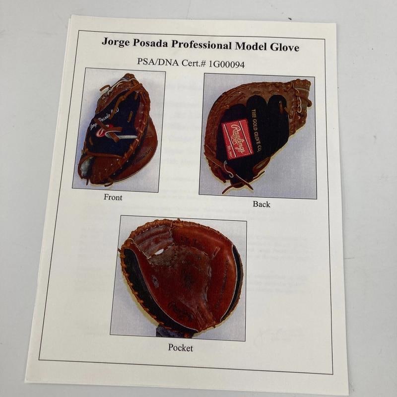 Jorge Posada Signed 2003 Game Used Baseball Glove Mitt PSA DNA & JSA COA - 6