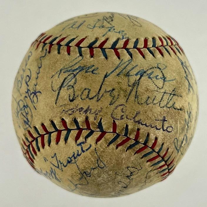 Babe Ruth, Lou Gehrig, Mickey Mantle & Roger Maris Signed Baseball (PSA LOA) (1 of 7)