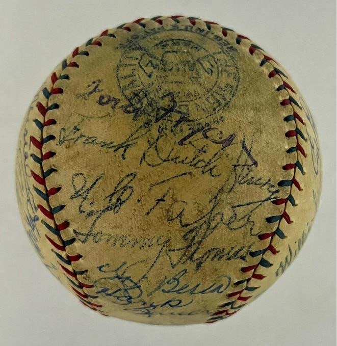 Babe Ruth, Lou Gehrig, Mickey Mantle & Roger Maris Signed Baseball (PSA LOA) - 4