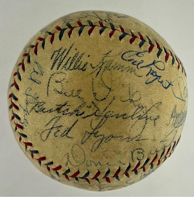 Babe Ruth, Lou Gehrig, Mickey Mantle & Roger Maris Signed Baseball (PSA LOA) - 6