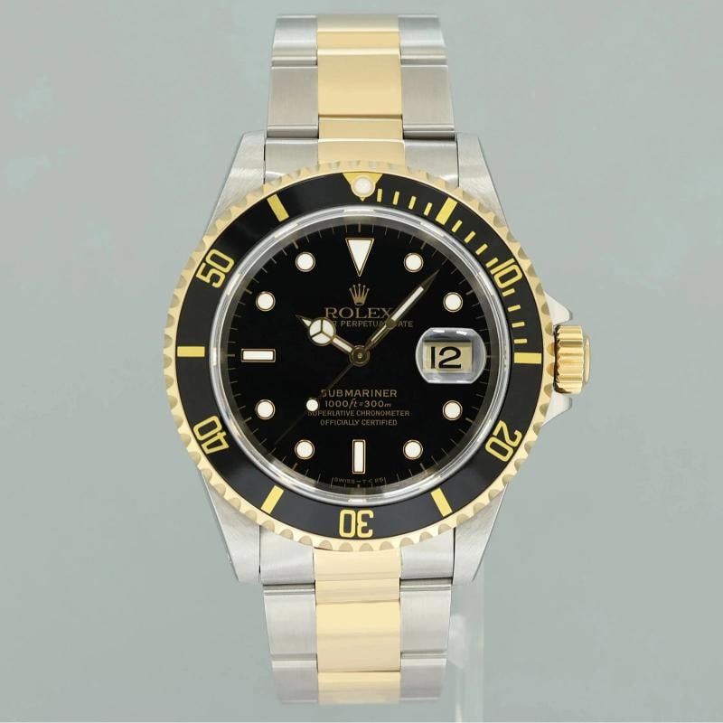 MINT Rolex Submariner 16613LN Gold Two Tone Yellow Gold Black Watch Box - 2