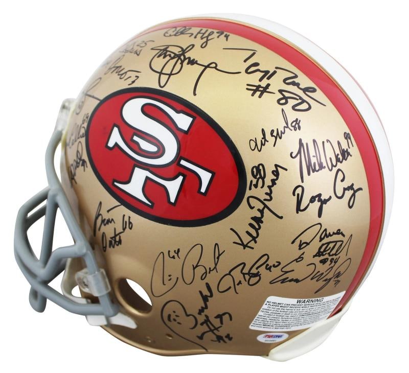 49ers Legends (37) Montana, Young, Rice, Clark +33 Signed F/S Proline Helmet PSA - 5